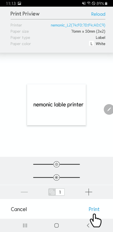 Tap the New Memo icon at the bottom, edit it, and tap the Print icon.