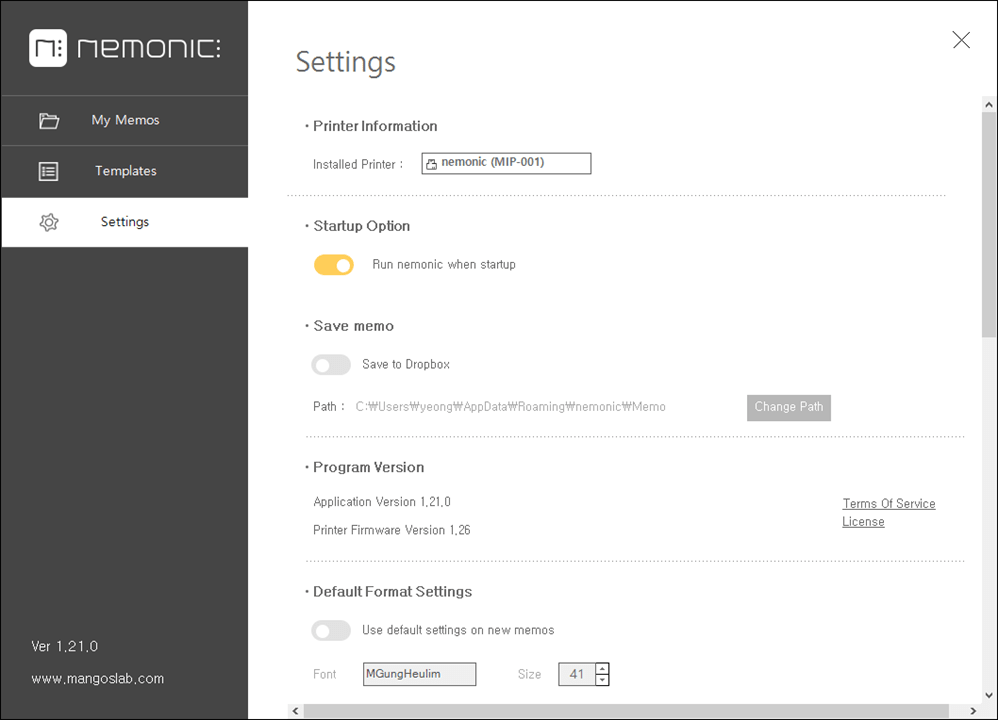 From the Default Format Settings section, you may change the font and size.